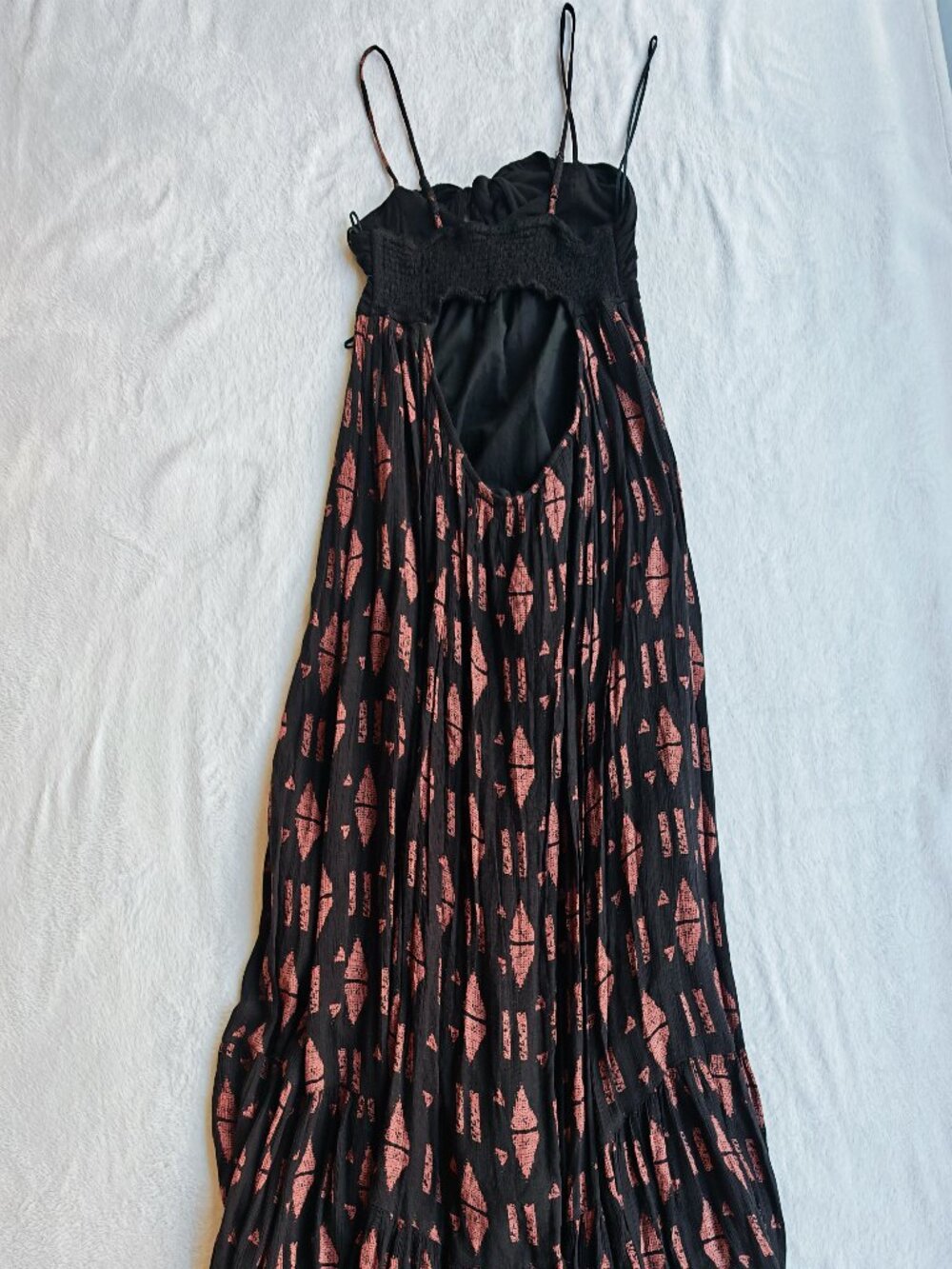 Free People Black Boho High Low Maxi Dress Tie Flowy size xs - Picture 7 of 14